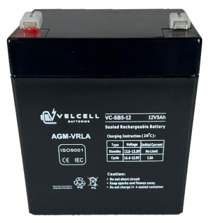 Velcell 12V 5.5AH F1 (Alarm, Backup Power) (3mm thick blade)